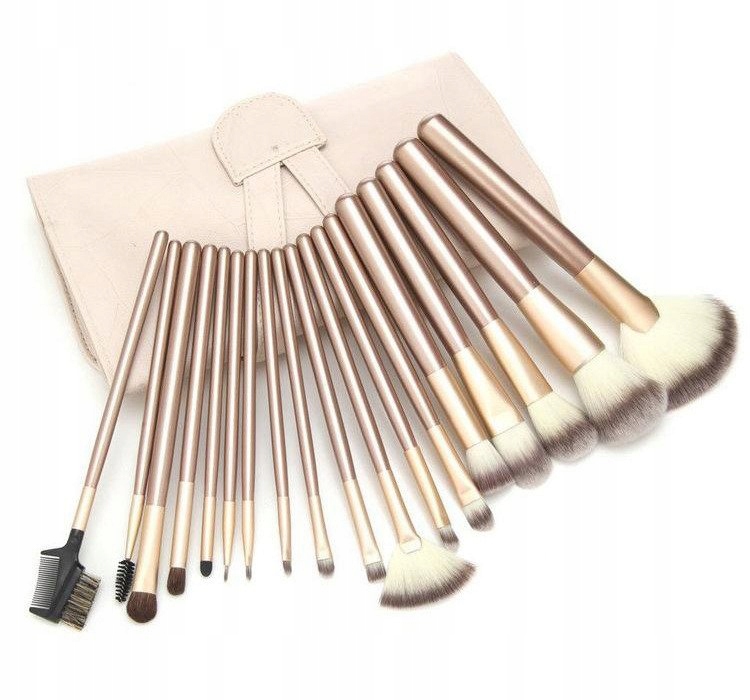 Duży Zestaw Profesjonalnych Pędzli ETUI do Makijażu Komplet 18 sztuk Pędzle